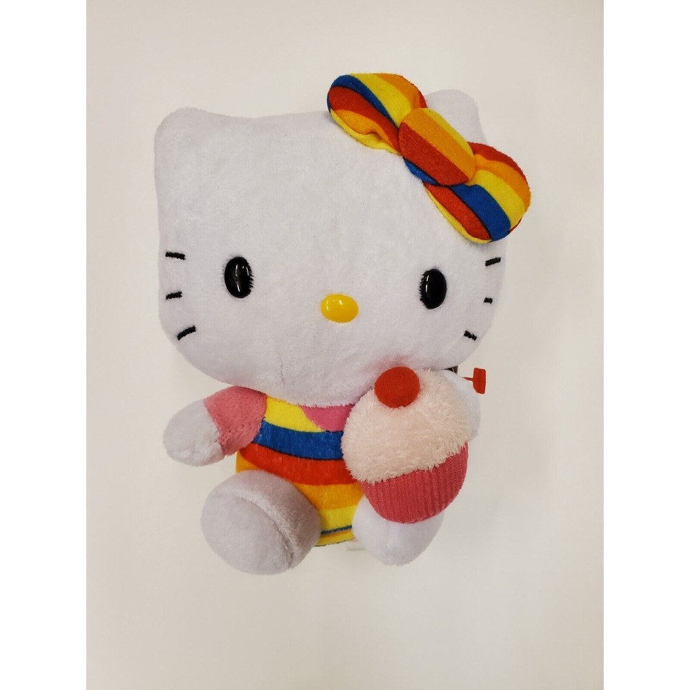 Hello Kitty Plush‎ 6"  Stuffed Animal Toy Rainbow Cupcake by Sanrio Ty With Tag